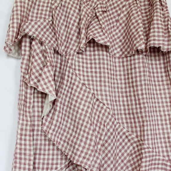 NWT RED PLAID FRINGE HEM SKIRT MOON RIVER SMALL - Picture 9 of 10